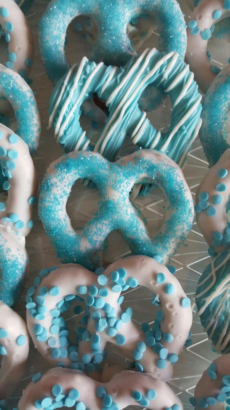 Chocolate Covered Pretzels White Chocolate Decorated in Blue Etsy