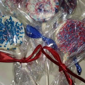 White Chocolate Covered Navy blue, Red and White Oreo Pops! Baby Shower, Gender Reveal, Birthday Party, Christening Custom Orders Welcome!