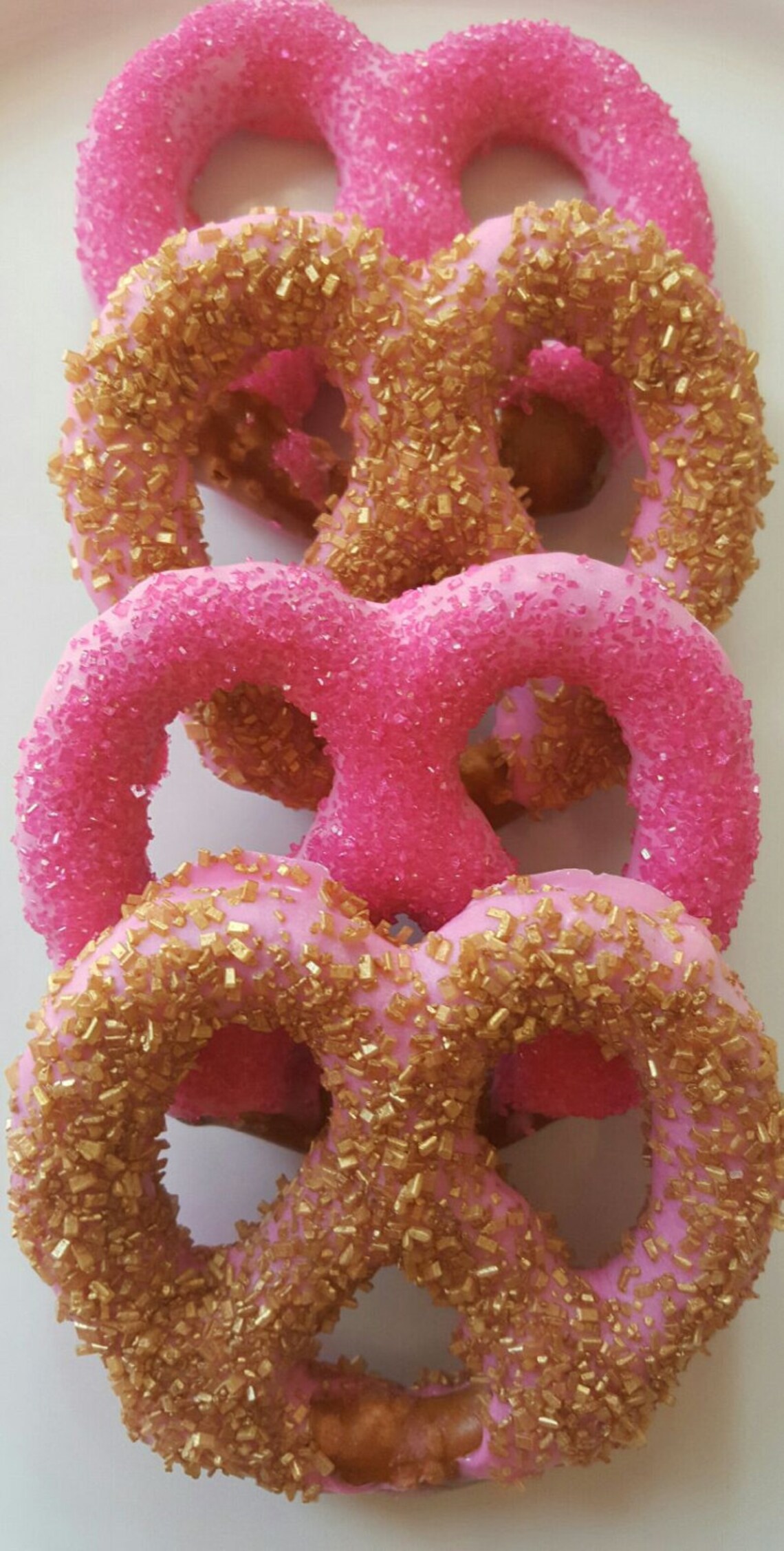 Pink and Gold Chocolate Covered Pretzels Pink and Gold Sugar Etsy