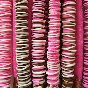Gourmet Chocolate Covered Pretzels - Boxed Sets - Breast Cancer Awareness - Bridal Wedding Corporate Fundraiser Gift Pink Custom Orders!