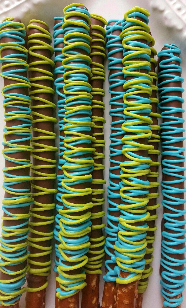 Gourmet Milk Chocolate Covered Pretzels Rods Party Favor Baby Shower Communion Anniversary Wedding Bridal Graduation Corporate Fathers Day image 2