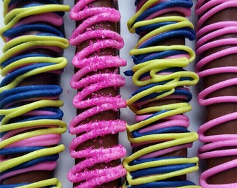 Gourmet Chocolate Covered Pretzels Baby Shower! Gender Reveal Navy Lime and pink party Favors Boxed Gift Bridal Wedding Corporate Fundraiser