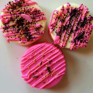 Gourmet Chocolate Covered Oreos Cookies, Kate Spade Inspired Baby Bridal Wedding Shower, White Chocolate, Perfect Favor! Pink, Gold, Delish!