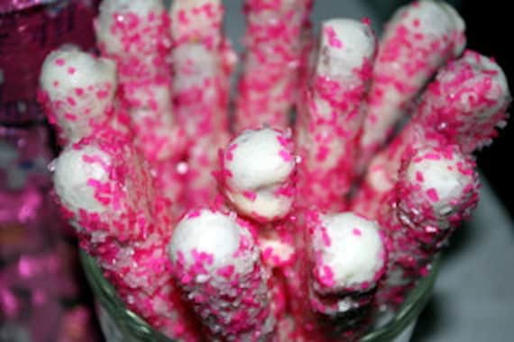 Chocolate Covered Pretzels Decorated in White and Pink - Etsy