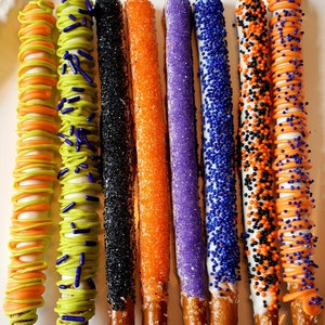 Halloween Trick or Treat Gourmet Chocolate Covered Pretzel Rods Halloween Decor Costume Party Favors, Gift Boxes, Kids Treat image 6