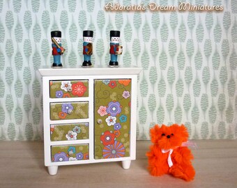 Dollhouse miniature cabinet 1:12 scale, modern dollhouse miniature furniture, retro dollhouse cabinet