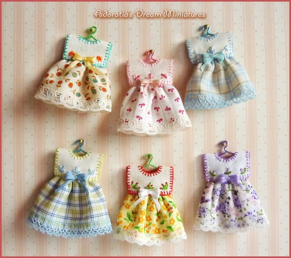 Items similar to Dollhouse miniature dresses 1/12 scale. Embroidered