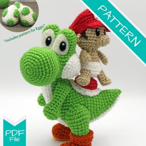 Crochet Pattern: Dinosaur with Baby and Eggs Amigurumi PDF File ENGLISH image 1