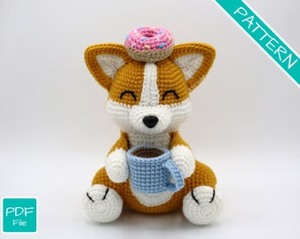 Crochet Pattern: Coffe Sippin' Corgi PDF [ENGLISH]