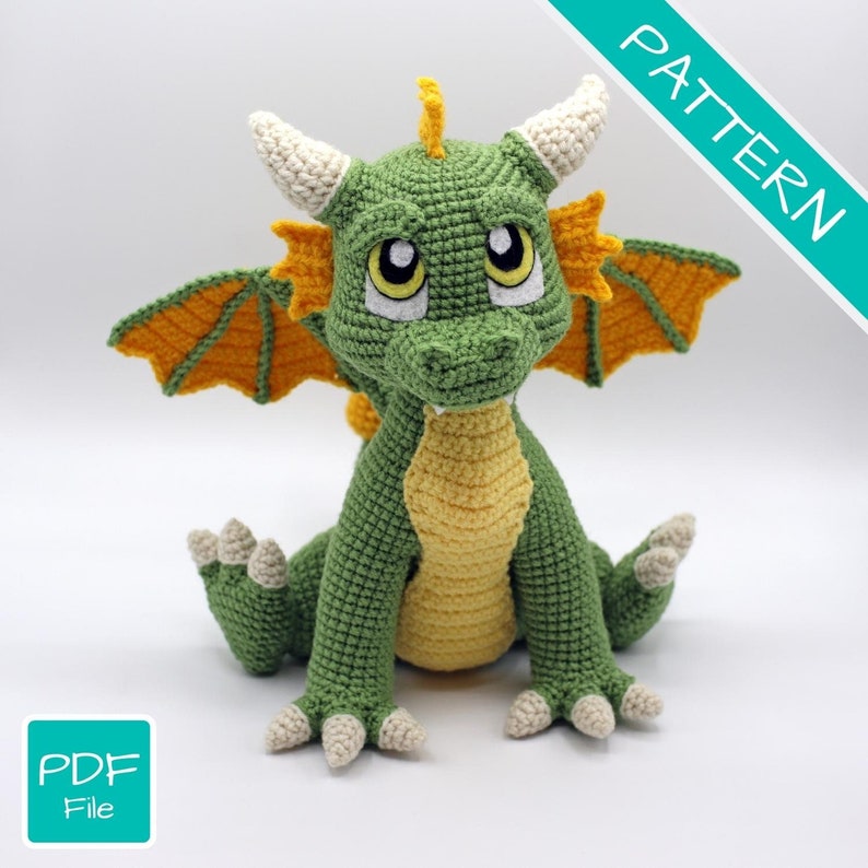 Crochet Pattern: Baby Dragon Amigurumi PDF ENGLISH image 1