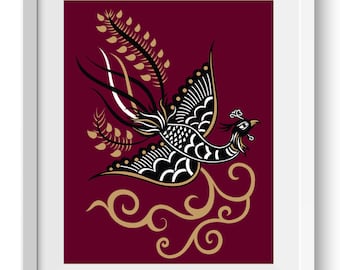 Phoenix Art Print, Phoenix graphic, Christmas Gift, Bohemian Art