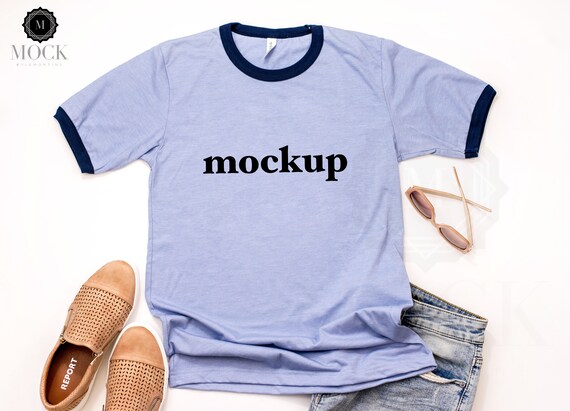 Bella Canvas 3055 Heather Blue And Navy