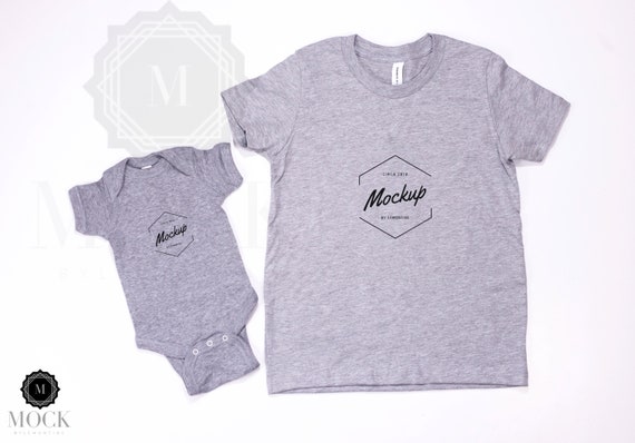 Athletic Heather And Grey Sibling Mockup Bella And