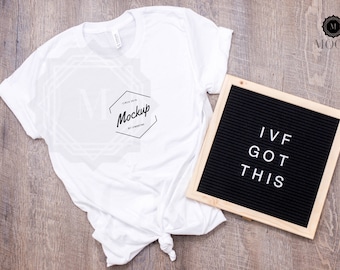 Download Free Bella and Canvas | Unisex Jersey Short-Sleeve T-Shirt | White | Shirt Mockup | Shirt Flat Lay | Bella Canvas | Letter Board | IVF PSD Template
