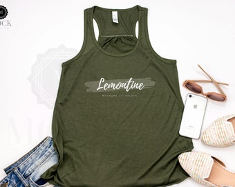 Download Free Bella and Canvas | 8800 | Military Green | Ladies Flowy Racerback Tank | Shirt Mockup | Shirt Flat Lay | Bella Canvas | Flatlay PSD Template