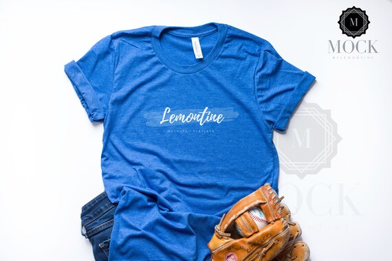 Bella Canvas 3001 Heather True Blue Baseball Bella Canvas 3001 Heather True Blue Baseball