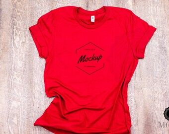 Download Free Bella And Canvas Unisex Jersey Short Sleeve T Shirt Cardinal PSD Mockup Template