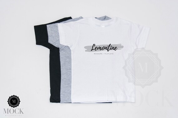 Black Grey And White Kids Or Toddler Shirt Mockup
