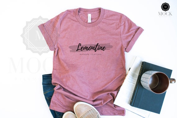Bella Canvas 3001 Heather Mauve Lemontine Mockup