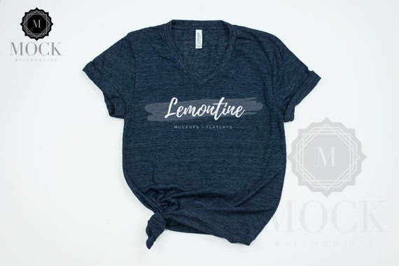 Bella Canvas 3005 In Navy Slub Unisex Jersey - Images Mockups | Free