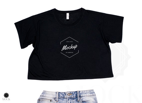 Free Bella Canvas 8881 Black Ladies Flowy Boxy T-Shirt (PSD) - Best