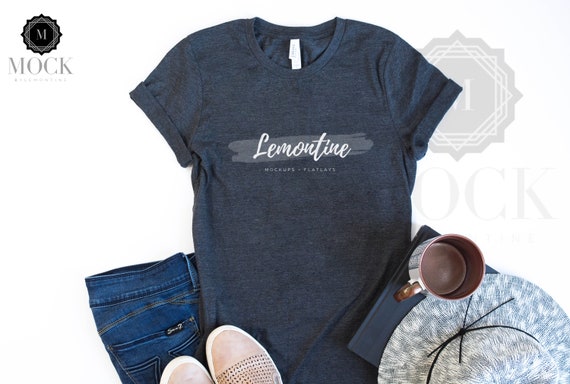 Bella Canvas 3001 Dark Grey Heather Lemontine Mockup