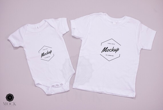 Baby And Toddler Mockup  White Shirts Sibling Mockup