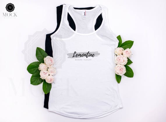 Anvil Ladies Triblend Racerback Tank White And Black Etsy
