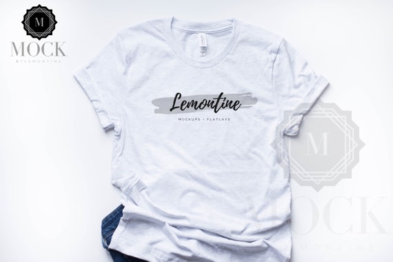 Bella Canvas 3001 Ash Mockup Shirt Mockup Shirt Flat Lay Etsy