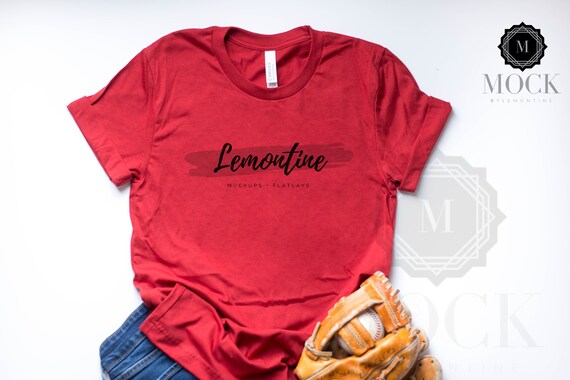 Bella Canvas 3001 Canvas Red Mockup Baseball Shirt Mockup Etsy