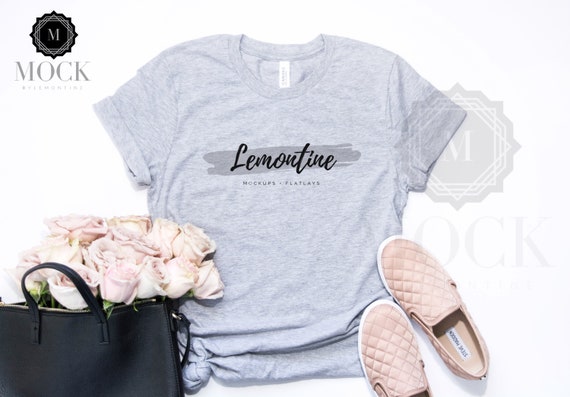 Bella Canvas 3001 Athletic Heather Valentines Mockup With Etsy