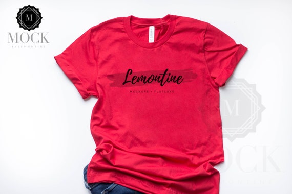 Bella Canvas 3001 Red Mockup Baseball Shirt Mockup Shirt Etsy