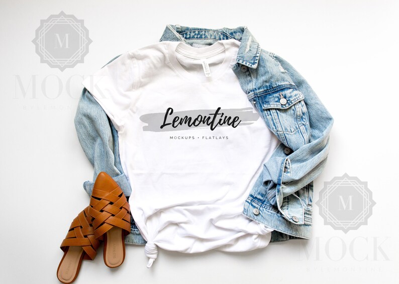 Download Bella Canvas 3001 White Denim Jacket Mockup Fall Mockup | Etsy