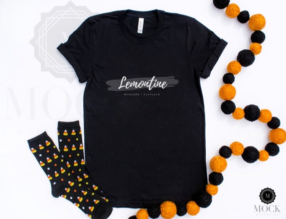 Bella Canvas 3001 Black Shirt Halloween Mockup With Etsy