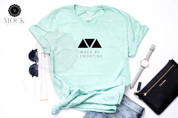 Bella Canvas 3001 Heather Prism Mint Unisex Jersey Etsy