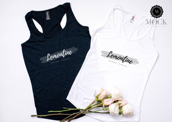 Anvil Ladies Triblend Racerback Tank White And Black Etsy