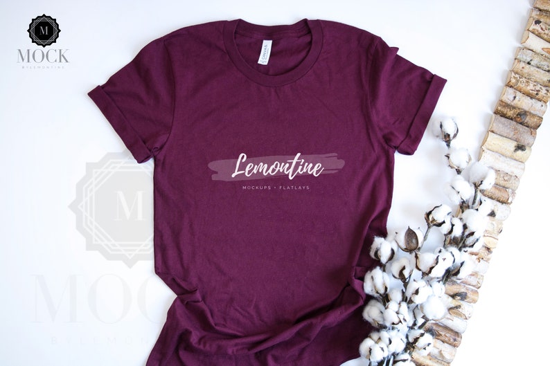 Download Bella Canvas 3001 Maroon Shirt Lemontine Mockup Fall | Etsy