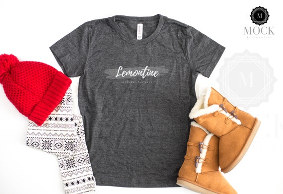 Bella And Canvas 3001y Dark Grey Heather Christmas Mockup Etsy