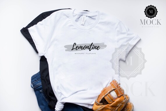Bella Canvas 3001 Black White Mockup Baseball Shirt Etsy