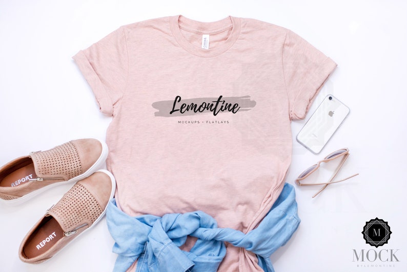 Download Bella Canvas 3001 Heather Prism Peach Unisex Jersey | Etsy