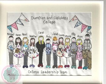 Large Personalised Embroidery, Handmade Gift, Wedding, Pet, Family, Birthday, New Baby, Christening, New Home, Fun, Cute  Stickman