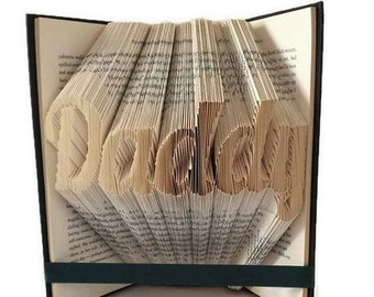 Daddy book folding pattern. Great dad gift for father's day, birthday or new baby. Create your own book sculpture with a Free tutorial