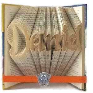 Personalised book folding pattern instructions. Customised book folding. Any name or word.  Create your own book sculpture. Free tutorial