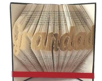 Grandad book folding pattern. DIY Grandad gift. Create your own book sculpture. Free tutorial