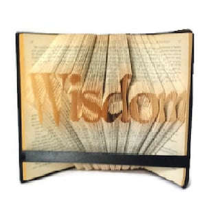 Wisdom book folding pattern. Inspirational art. Handmade zen gift for wise book lovers. Create your own book sculpture. Free tutorial