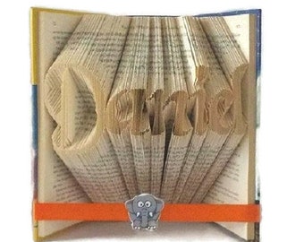 Personalised book folding pattern instructions. Customised book folding. Any name or word.  Create your own book sculpture. Free tutorial