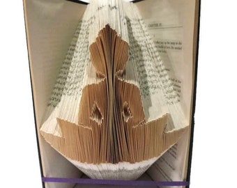 Buddha Lotus Faltmuster für Bücher. Yoga-Studio Deko. Handgemachtes Zen Geschenk. Schaffen Sie Ihre eigene Buchskulptur. Kostenlose Anleitung