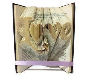 Love with heart book folding pattern. Love heart letter o. Create your own book sculpture with a Free tutorial. Great DIY Valentines gift