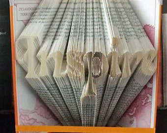 Inspirierende Buch Faltmuster. Lehrer Geschenk. DIY Geschenk. Handgemachtes Motivations Geschenk. Schaffen Sie Ihre eigene Buchskulptur. Kostenlose Anleitung