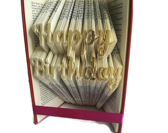 Happy Birthday book folding pattern. Measure, mark and fold technique, Free tutorial for beginners. Instant download PDF